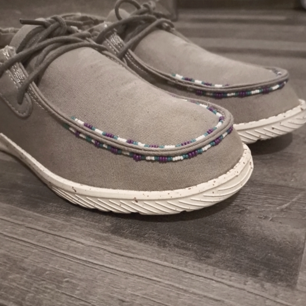 New, Beaded, One of Kind, Custom Hey Dude style Women's Shoes - Picture 4 of 8
